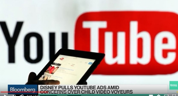 디즈니 등 대형 광고주들이 유투브 광고를 철회하고 있다. [블룸버그 캡쳐]