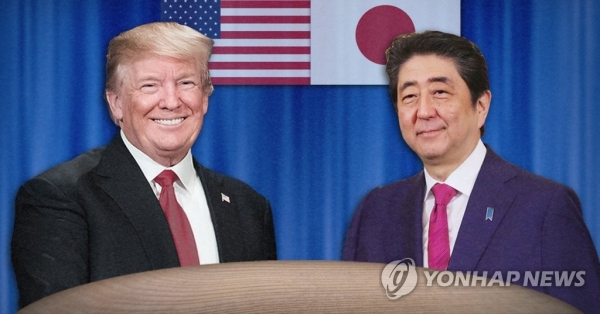 도널드 트럼프 미국 대통령과 아베 신조 일본 총리 [사진=연합뉴스]