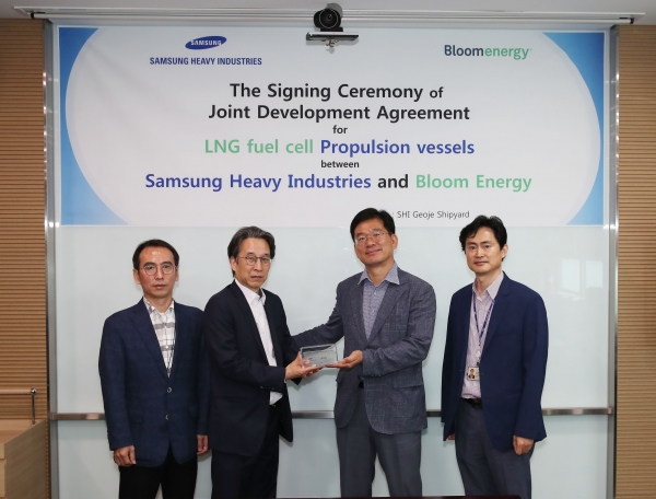 삼성중공업이 美 블룸에너지社와 연료전지 선박 공동개발 협약을 체결했다.[사진=삼성중공업 제공]