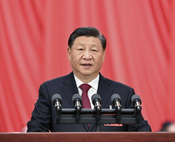 시진핑 중국 국가주석이 16일 베이징 인민대회당에서 열린 20차 중국 공산당 전국 대표대회(당 대회) 개막식에서 발언하고 있다. [사진=연합뉴스]