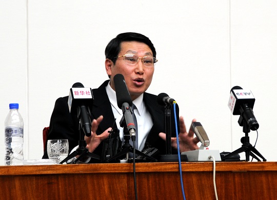 북한에 억류 중인 김정욱 선교사가 과거 2014년 2월 기자회견에 참석한 모습. ⓒ연합뉴스