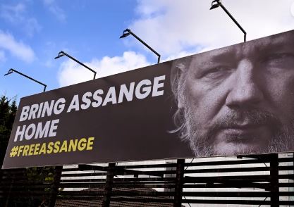 A billboard in Melbourne, Australia, calls for the release of WikiLeaks founder, Australian Julian Assange, on September 5, 2023 [William West/AFP]