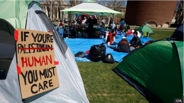 MIT에 세워진 친팔레스타인 시위 캠프 [사진 = ATI]