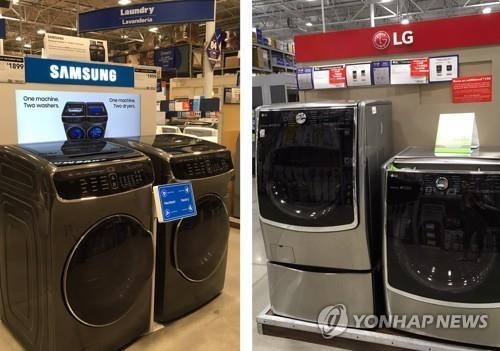 미국 가전 판매장의 LG, 삼성 세탁기. [연합뉴스 자료사진]