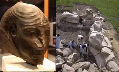 2011년 발굴된 13m 짜리 조각상. 코가 훼손된 채로 발굴됐다. [연합뉴스]