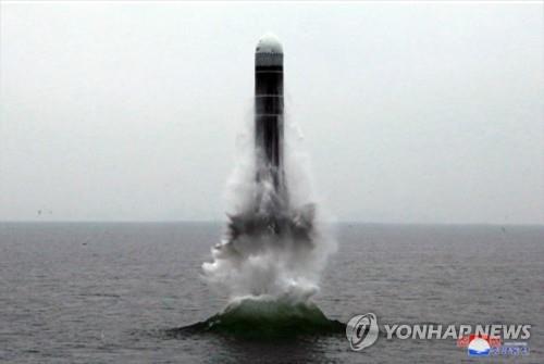 북한 SLBM 북극성-3형 발사 장면 [출처=연합]
