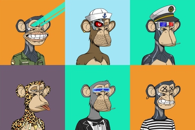 가장 인기 있는 NFT 상품인 ‘지루한 원숭이들의 요트클럽(BAYC)’ 콜렉션의 일부. [위키미디어]