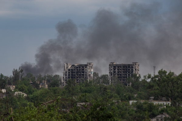 우크라이나 루한스크주 포파스나야 마을이 러시아군의 공격으로 파괴된 모습. [타스= 연합뉴스]