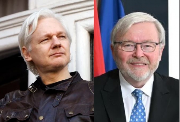 Julian assange and Kevin Rudd former prime minister.