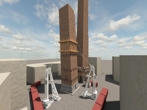 ‘피사의 사탑’ 보강에 사용된 구조물이 ‘가리센다 타워’에 어떻게 적용될 것인지를 보여주는 렌더링 [사진 = 볼로냐시]
